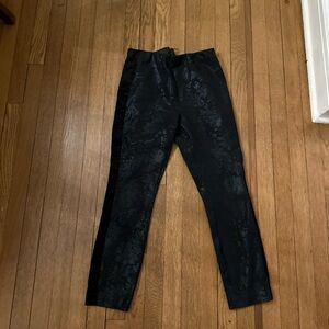 Anthropologie Black Skinny/Straight Pants with floral design
